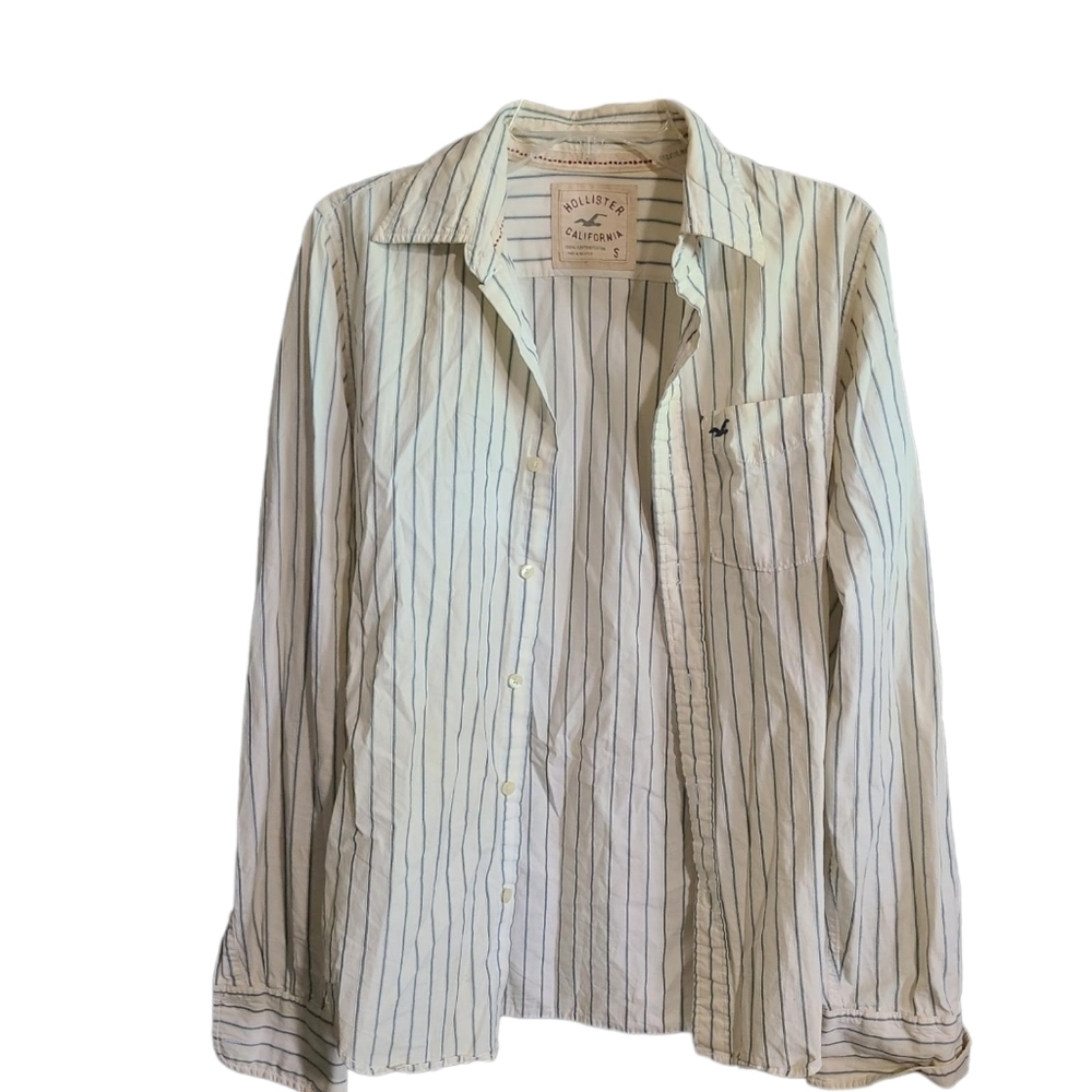 HOLLISTER yellow striped button down S